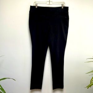 Black stretch rayon narrow leg pull on pants